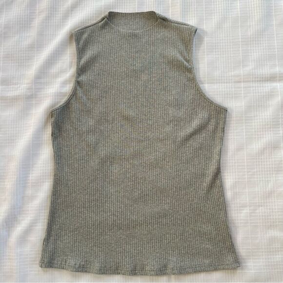 NWT Mittoshop Grey Ribbed Low Mock Sleeveless Layering Gray Tank Top - Picture 9 of 12
